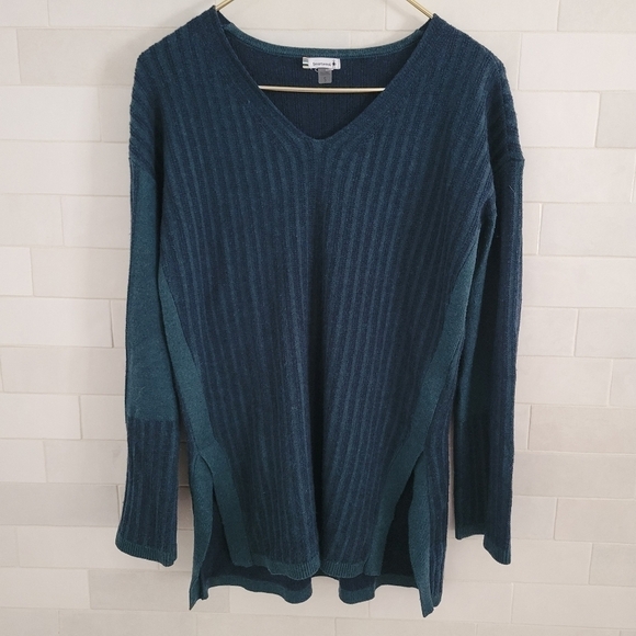 Smartwool Merino Wool Shadow Pine V-Neck Rib Sweater Small Twilight Blue Heather - Picture 1 of 7